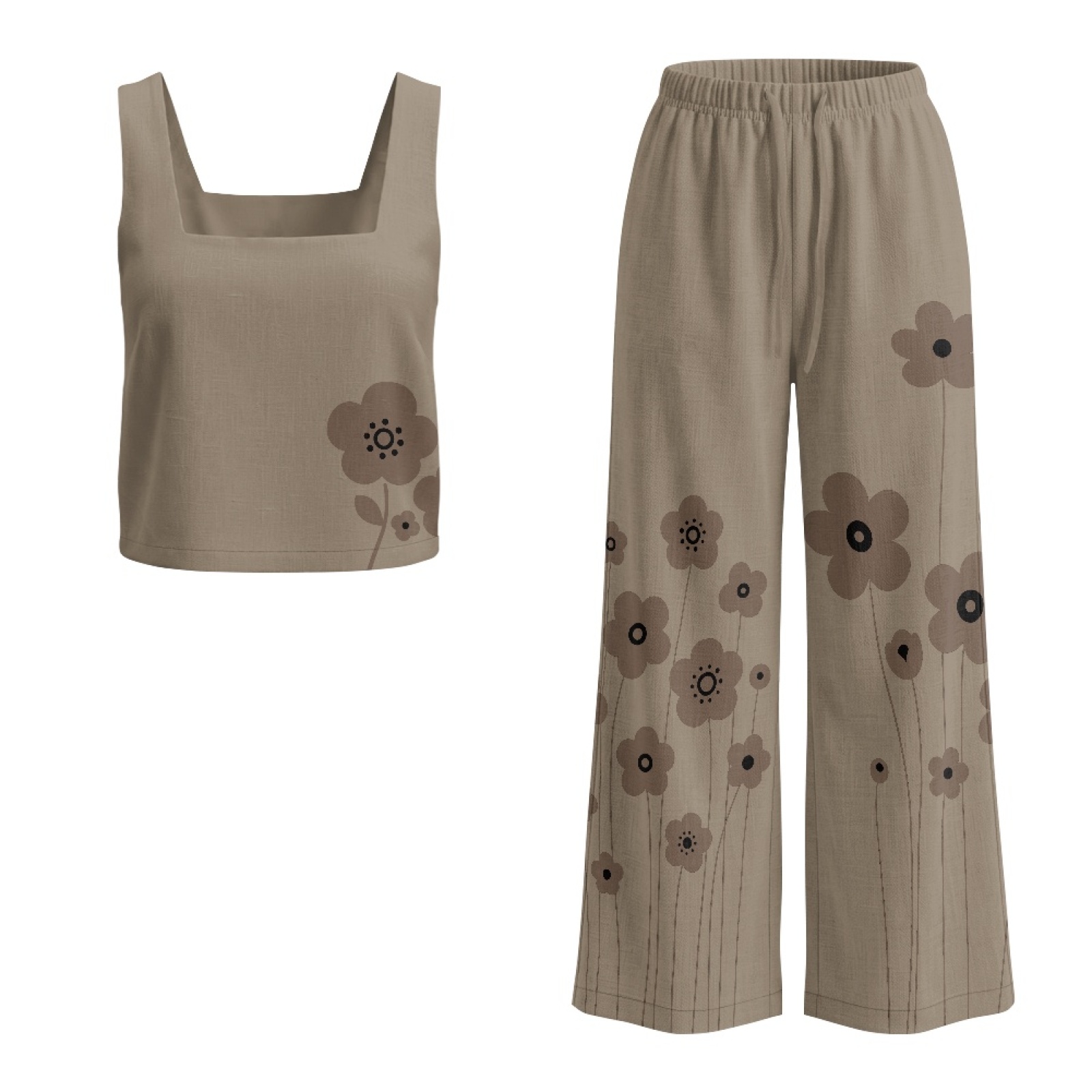 Linen Pant Wide - INSTANTARTS Women’s Linen Vest Set Women’s
