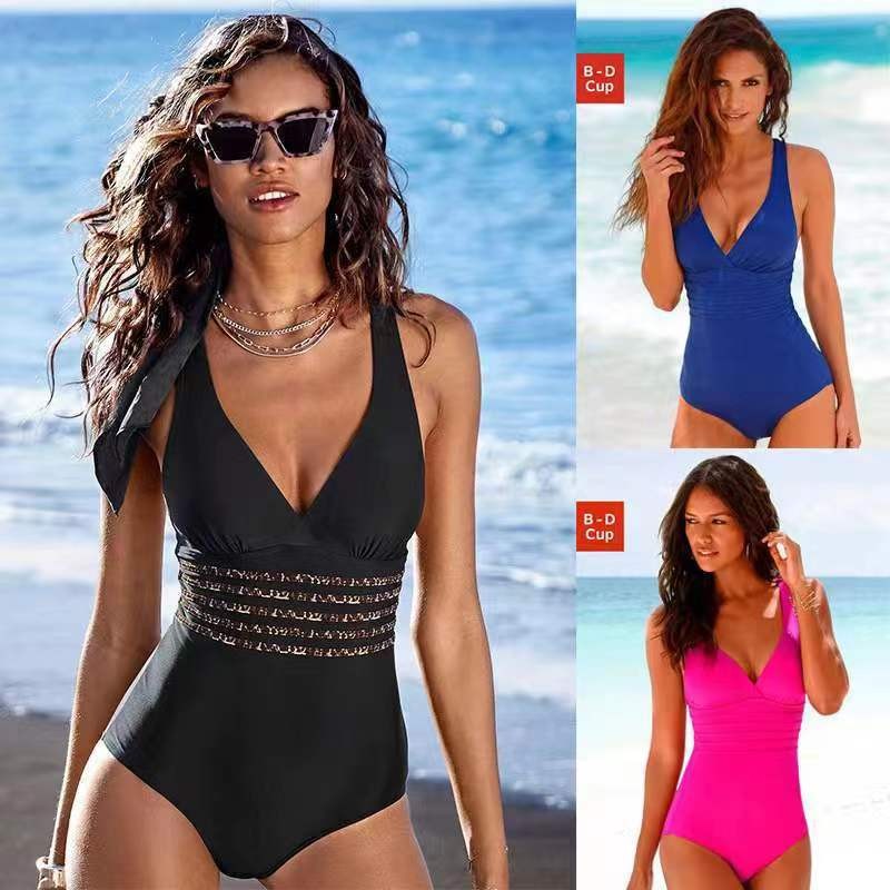 Swimsuit Bikini Ruched - Woman Swimsuit Tankini Solid Color Cross