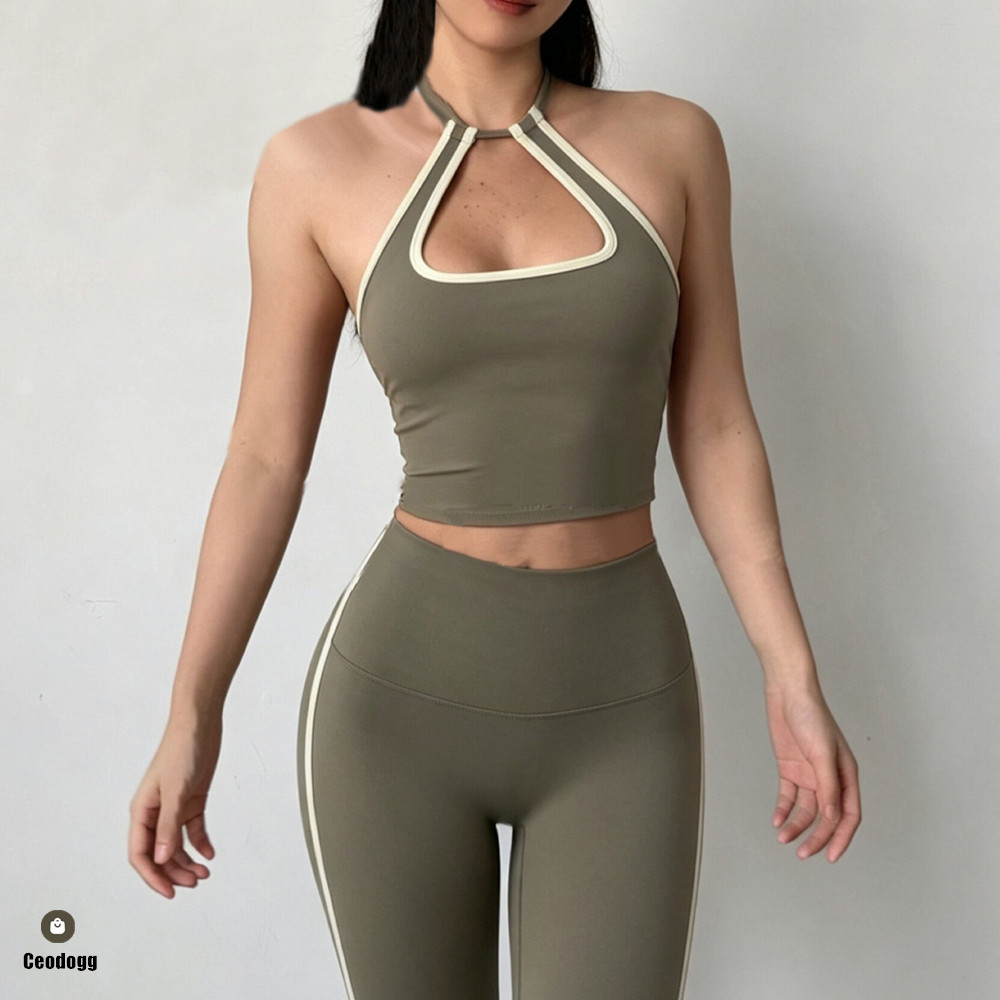 Bralette Triangle Set - Hanging Halter Top Women Sports Bra