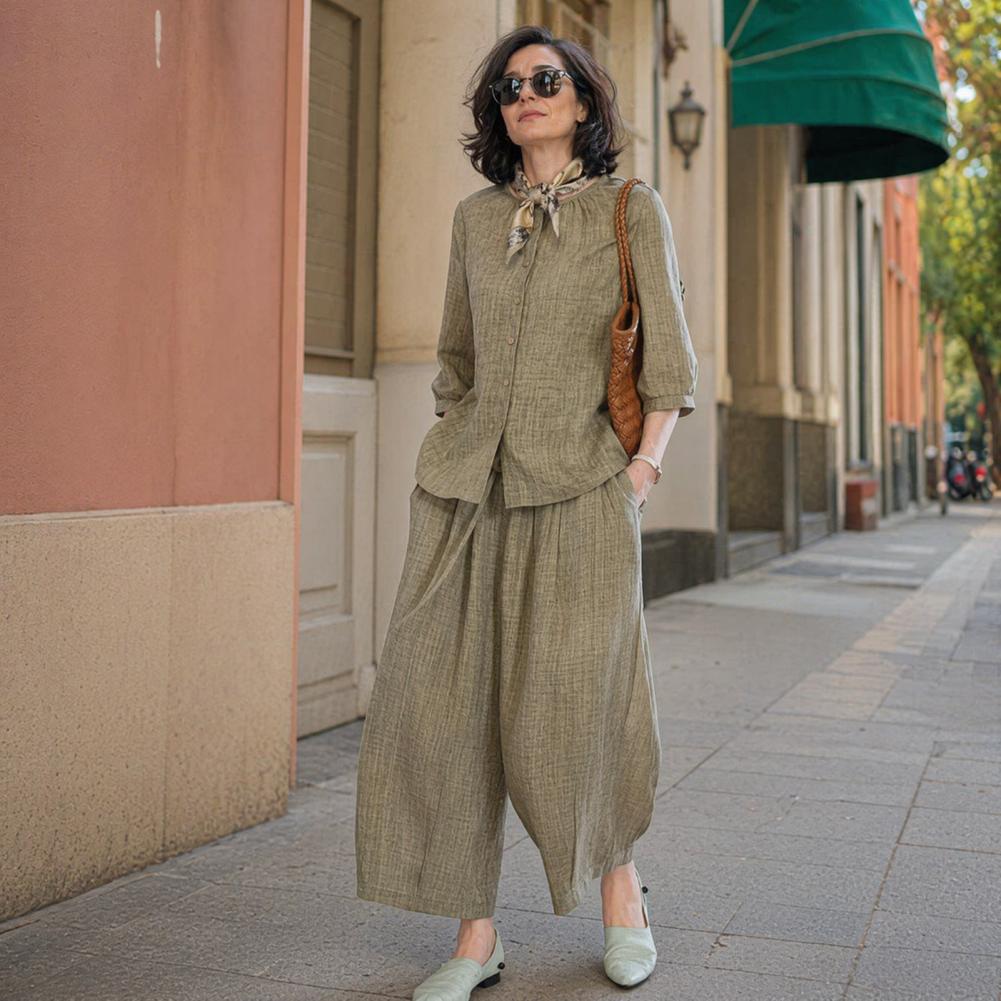 Linen Pant Wide - 2026 Plus Size Casual Suit Women