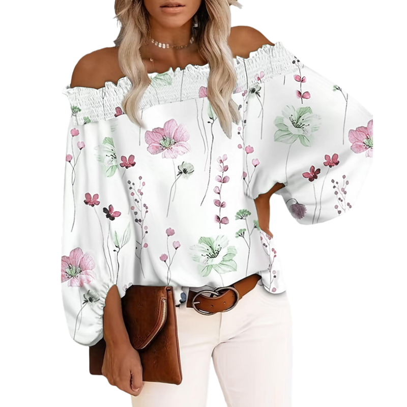 Blouse Off Shoulder - Plus Size New Women's Casual Floral