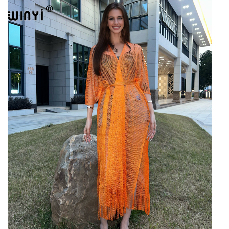Cover Up Kaftan - WINYI hollow beach kimono sexy dress