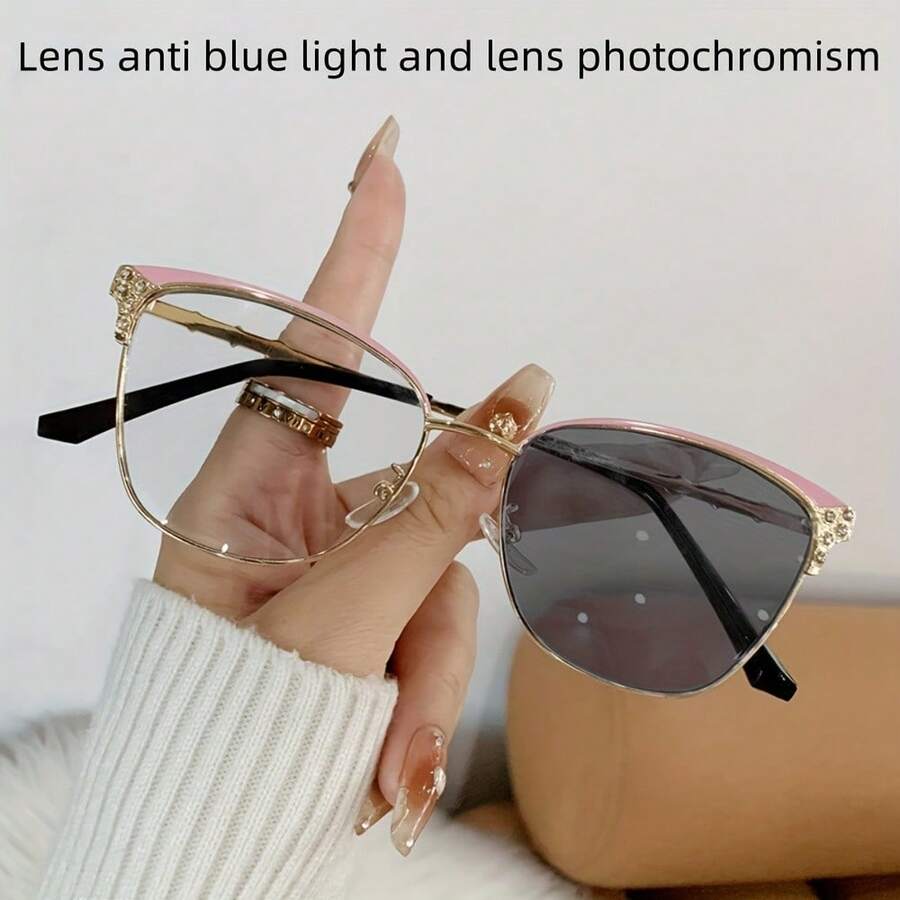 Sunglasses Cat Eye - Fashionable Women's Rhinestone Cat-Eye Glasses, Dual-Purpose