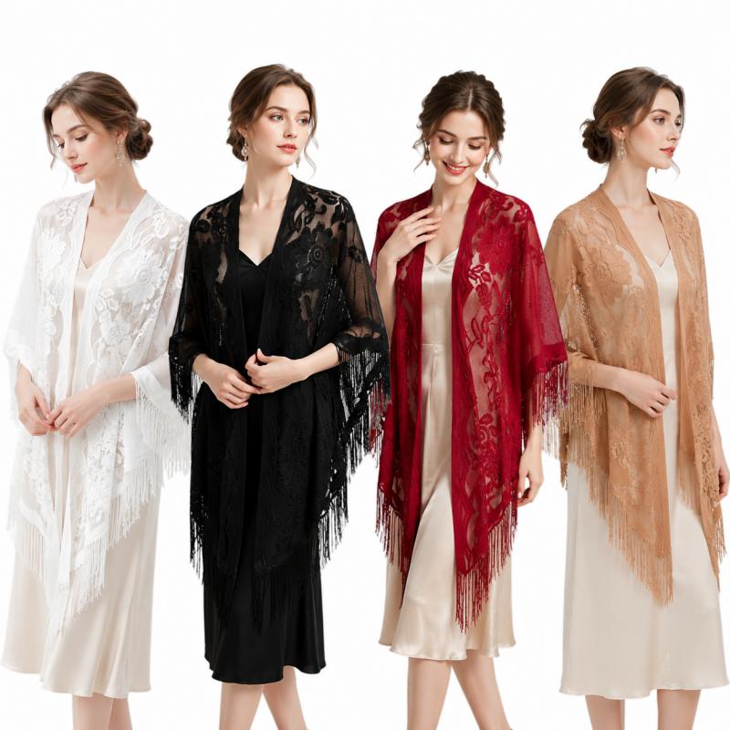 Kimono Sheer Floral - Floral Lace Shawl Wrap Women Embroidery
