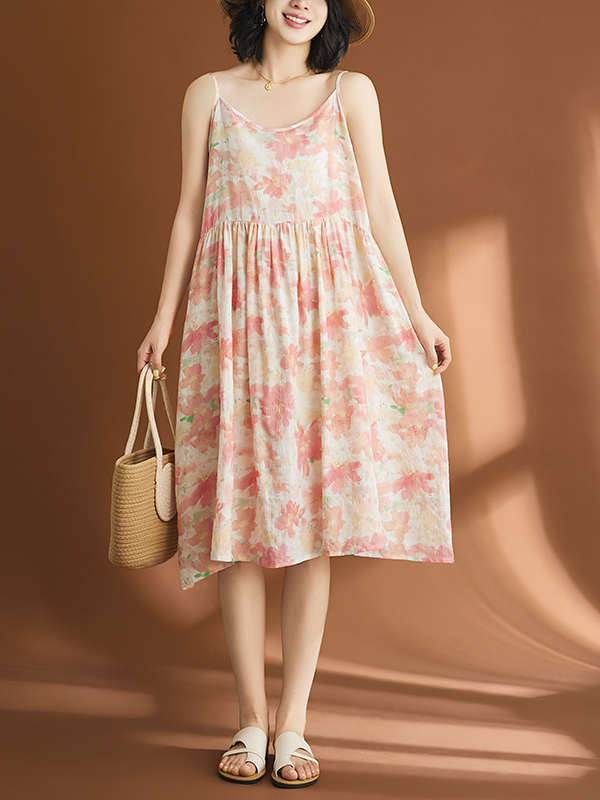 Linen Dress Wrap - Casual Cotton Linen Women's Dress Artistic