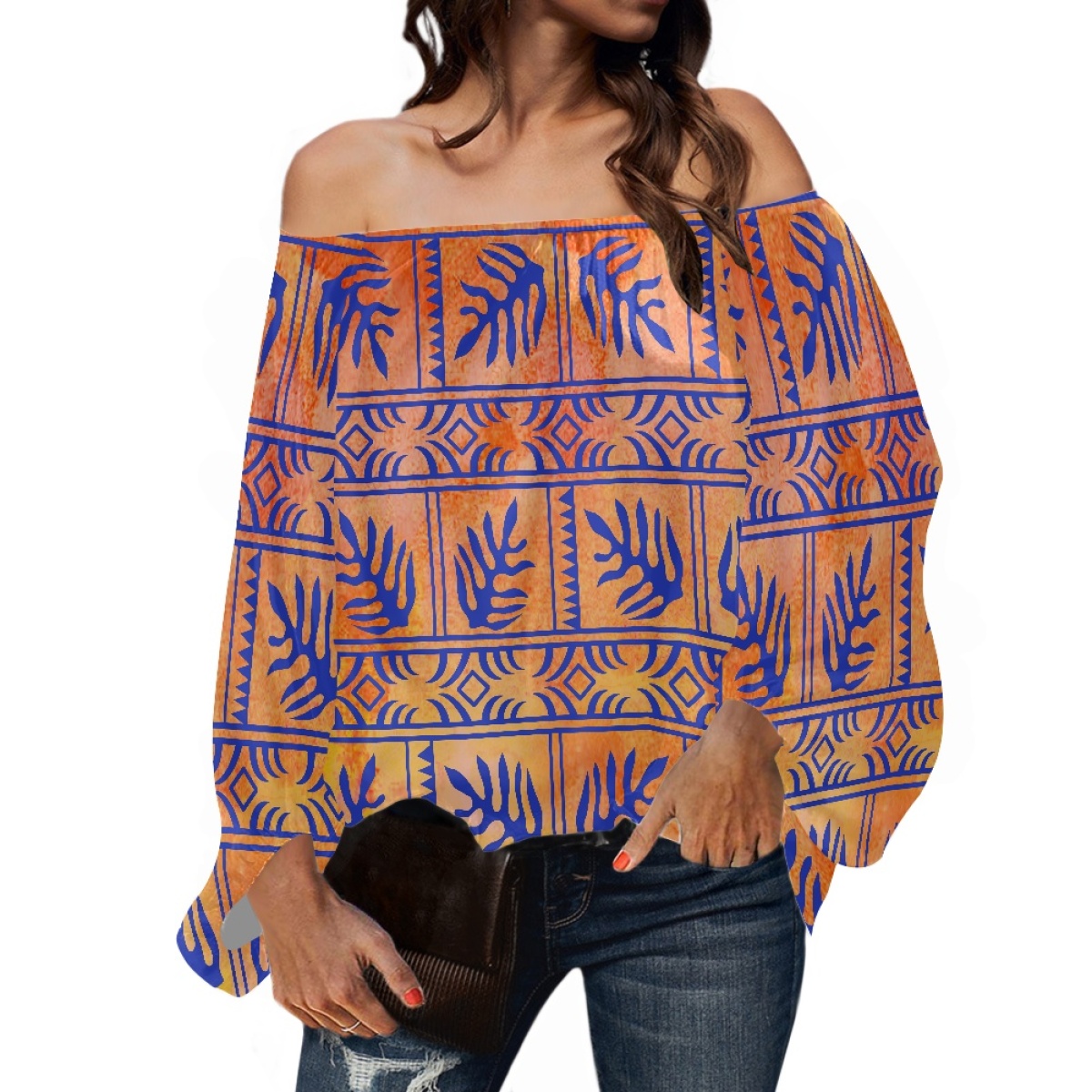 Blouse Off Shoulder - Polynesian Tribal Clothing Samoan Tapa Tongan