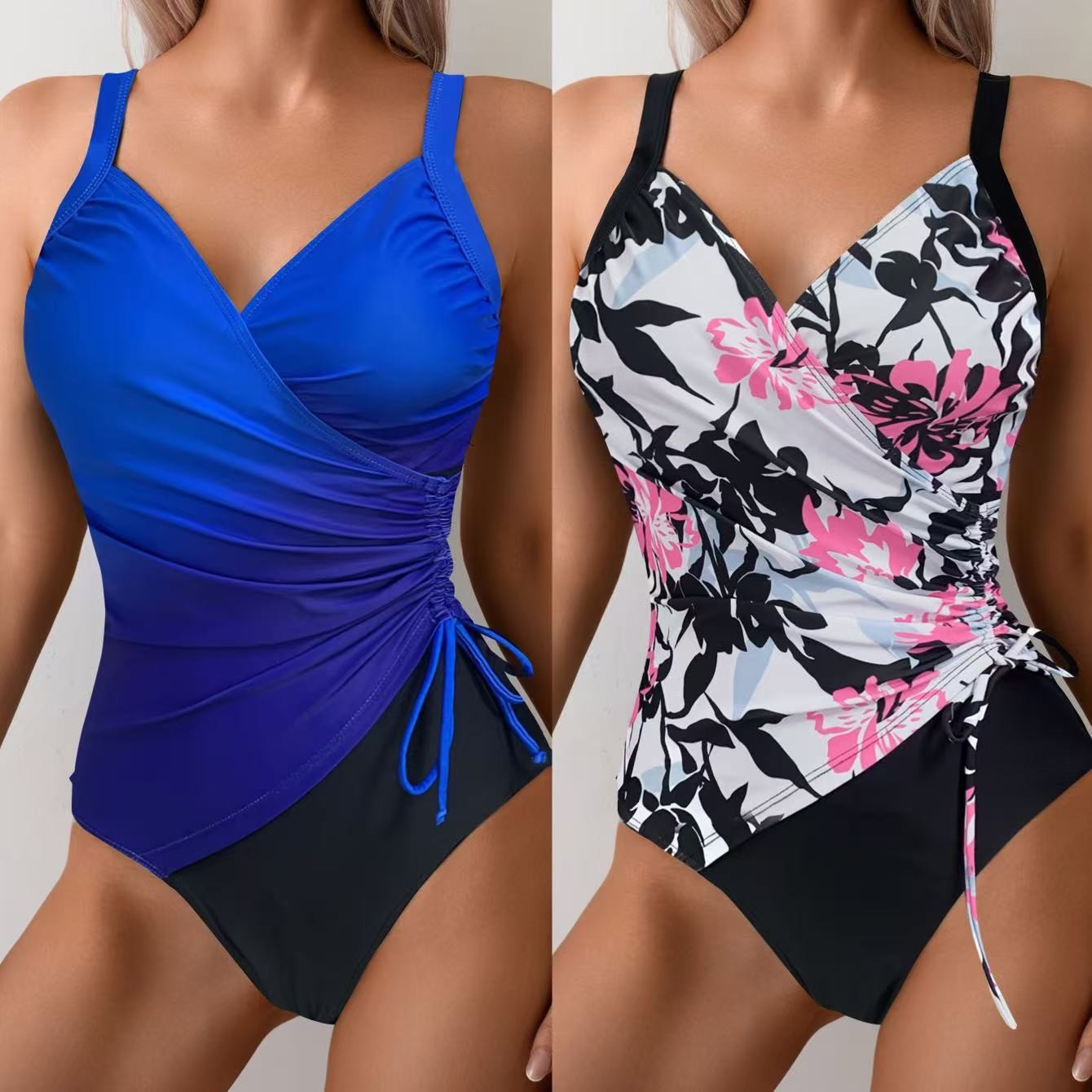 Swimsuit Bikini Ruched - Woman Tankini Tummy Control Bikinis Sleeveless