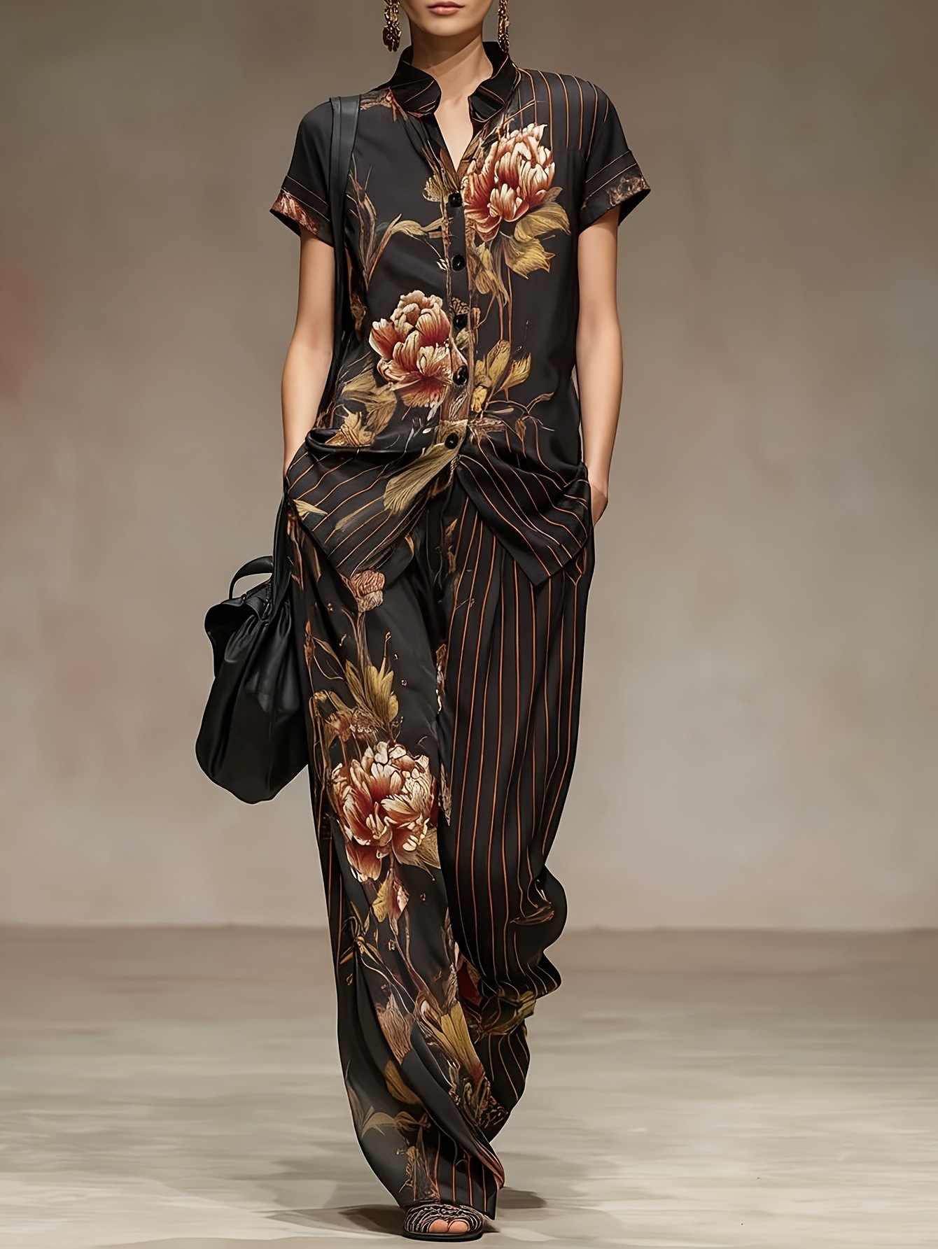 Romper Floral Print - Chiffon Women Summer 2PCS Matching Set
