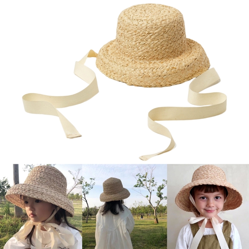 Hat Floppy Wide - Handwoven Kids Straw Cap Girl Floppy