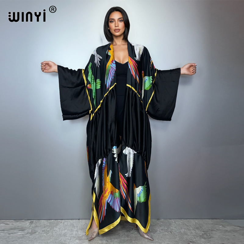 Cover Up Kaftan - WINYI print boho kimono maxi beach