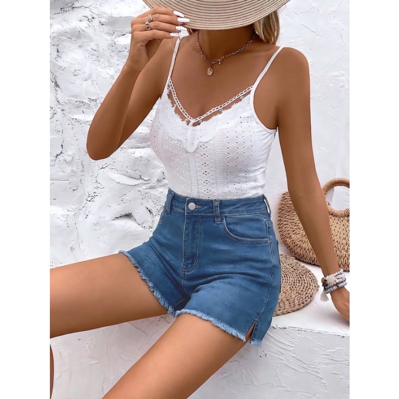 Shorts Denim Frayed - Women's High Waist Denim Shorts 2026