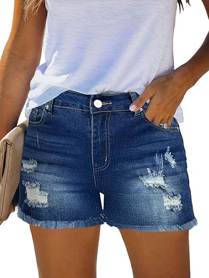Shorts Denim Frayed - Casual Vintage Denim Shorts High Waist