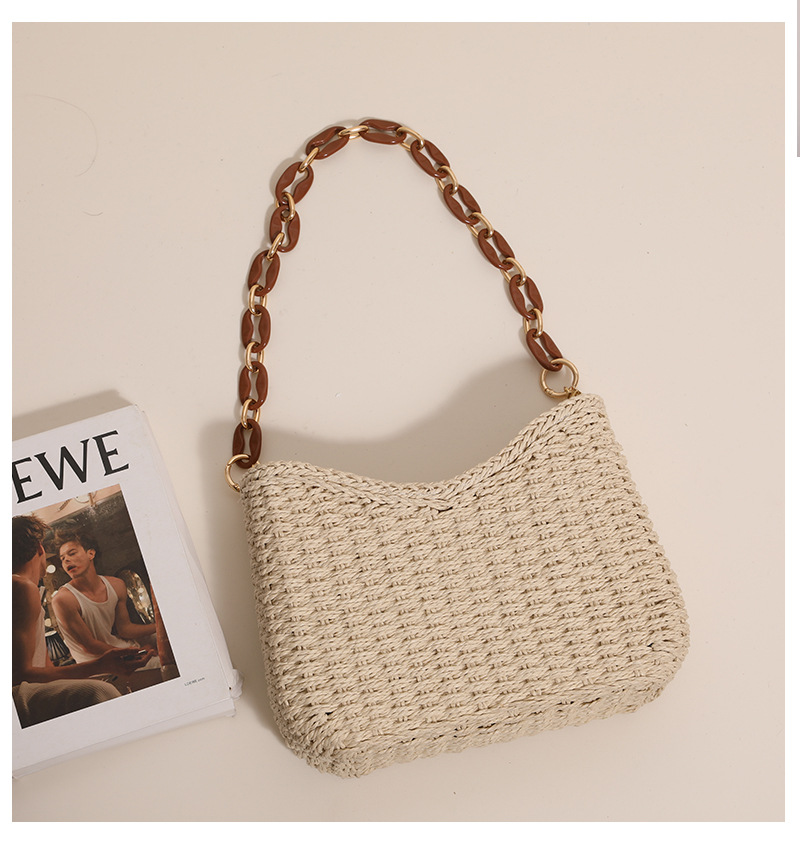 Tote Bag Beach - Straw Woven Bag for Women: Solid-Color