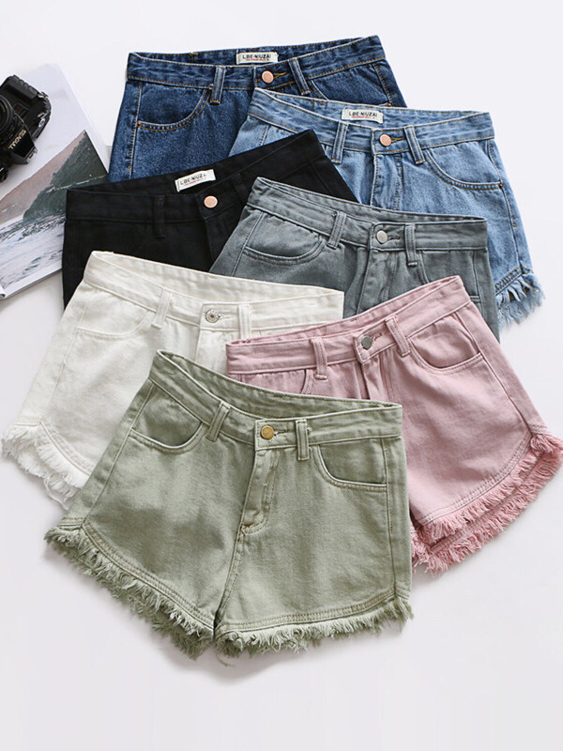 Shorts Denim Frayed - Women's High Waist Denim Shorts Vintage