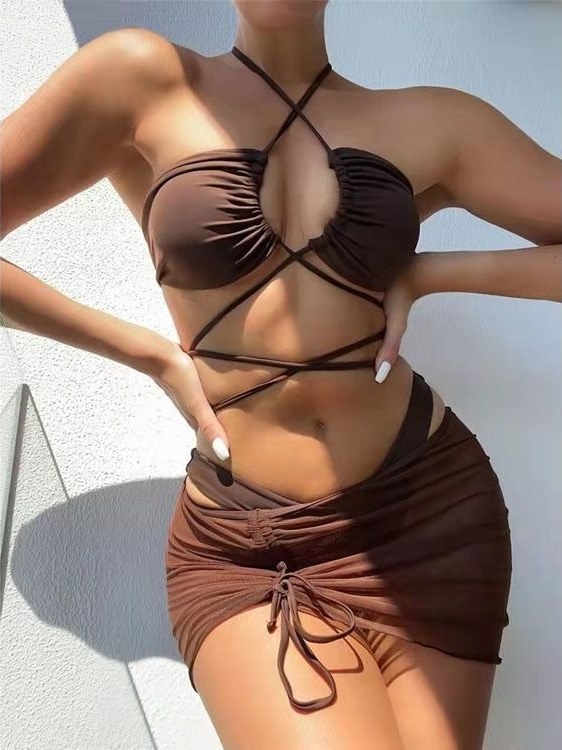 Swimsuit Bikini Ruched - Ladies High Waist Split Bikini 2026