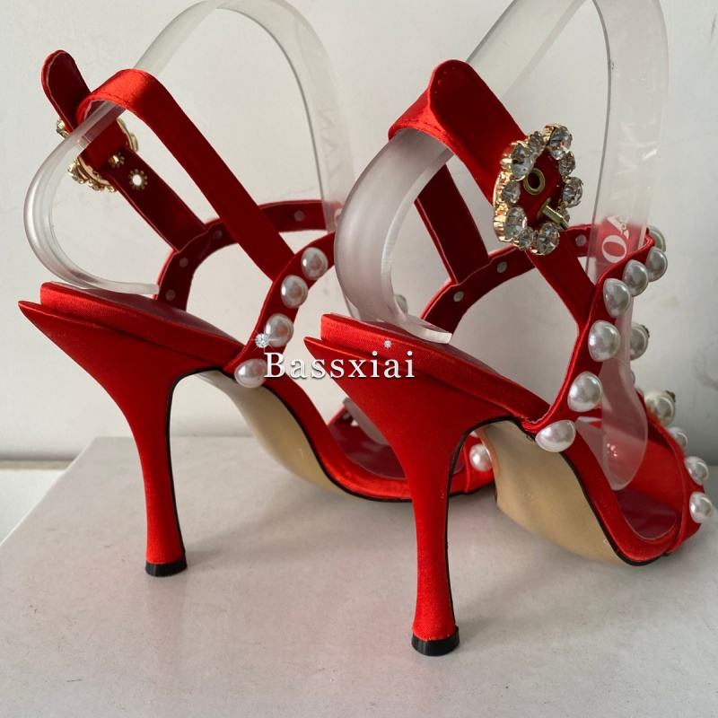 Pearl Bead Decor T-Strap Stile - Sandal Strappy Heeled ulasan dan harga