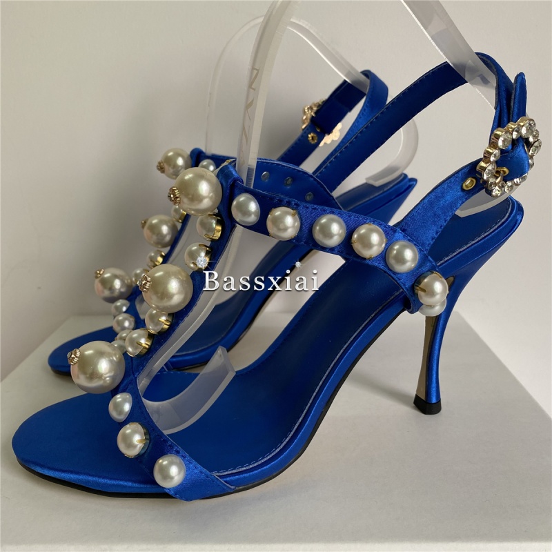 Pearl Bead Decor T-Strap Stile - Sandal Strappy Heeled ulasan dan harga