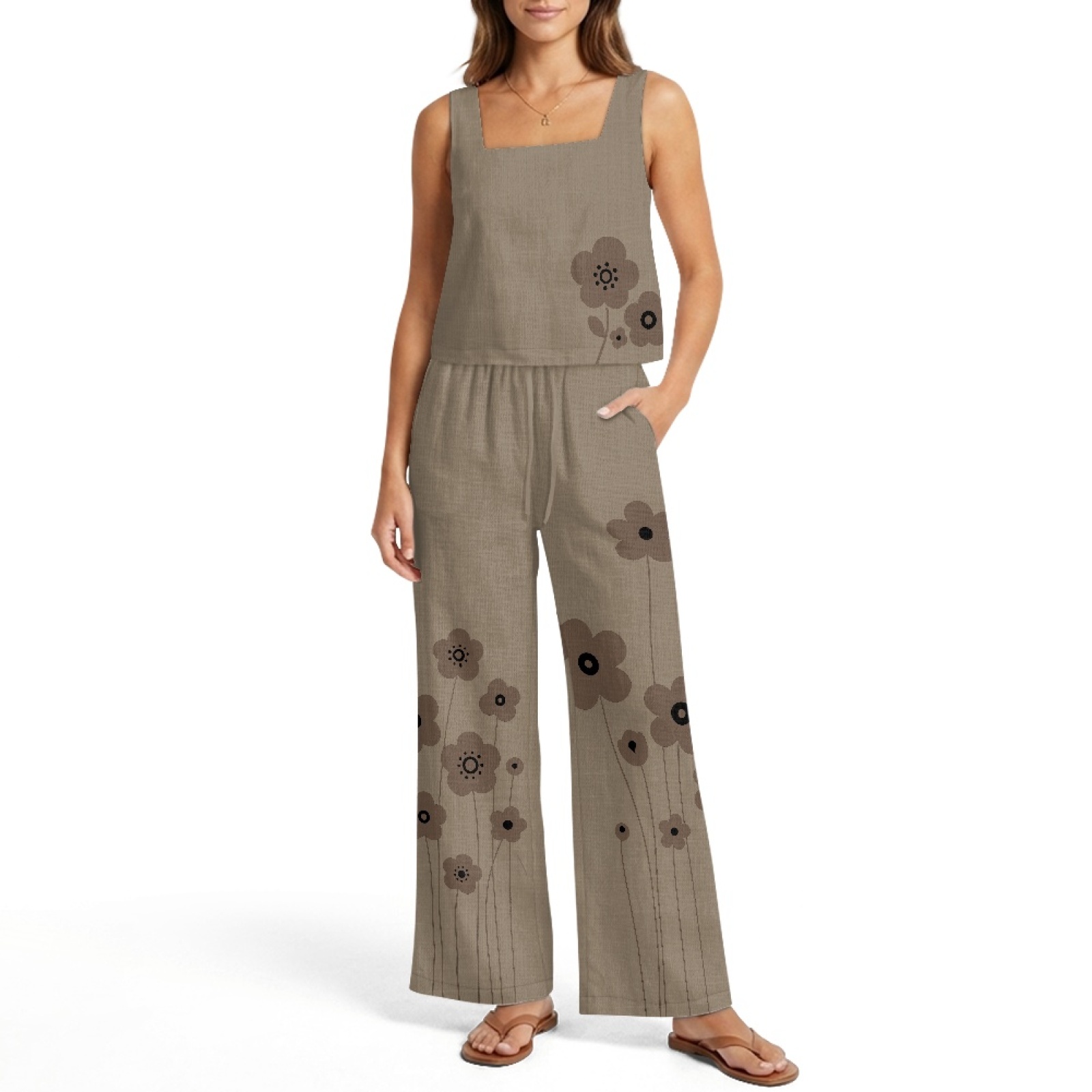 INSTANTARTS Women’s Linen Vest - Linen Pant Wide ulasan dan harga