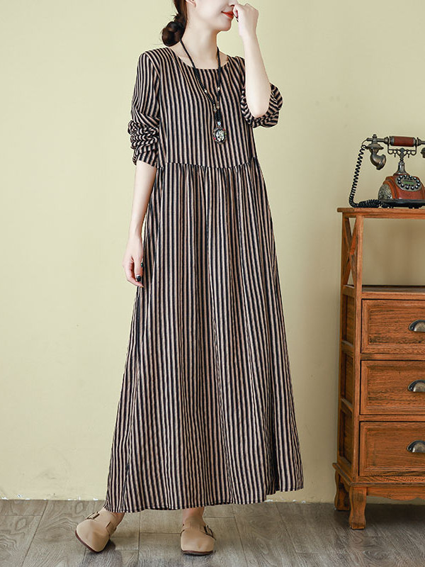 Spring New Style round Neck Lo - Linen Dress Wrap ulasan dan harga