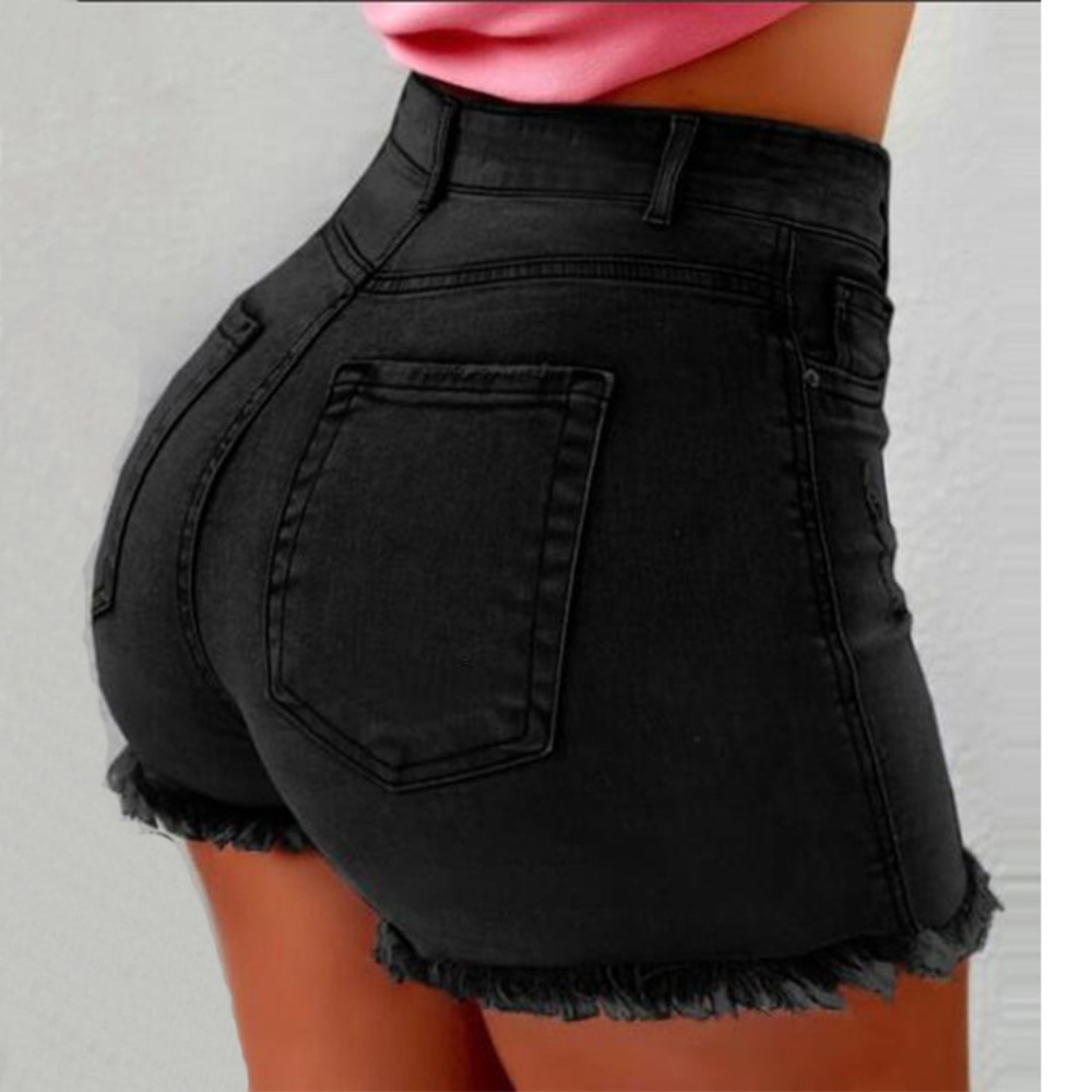 Women's High Waisted Distresse - Shorts Denim Frayed ulasan dan harga