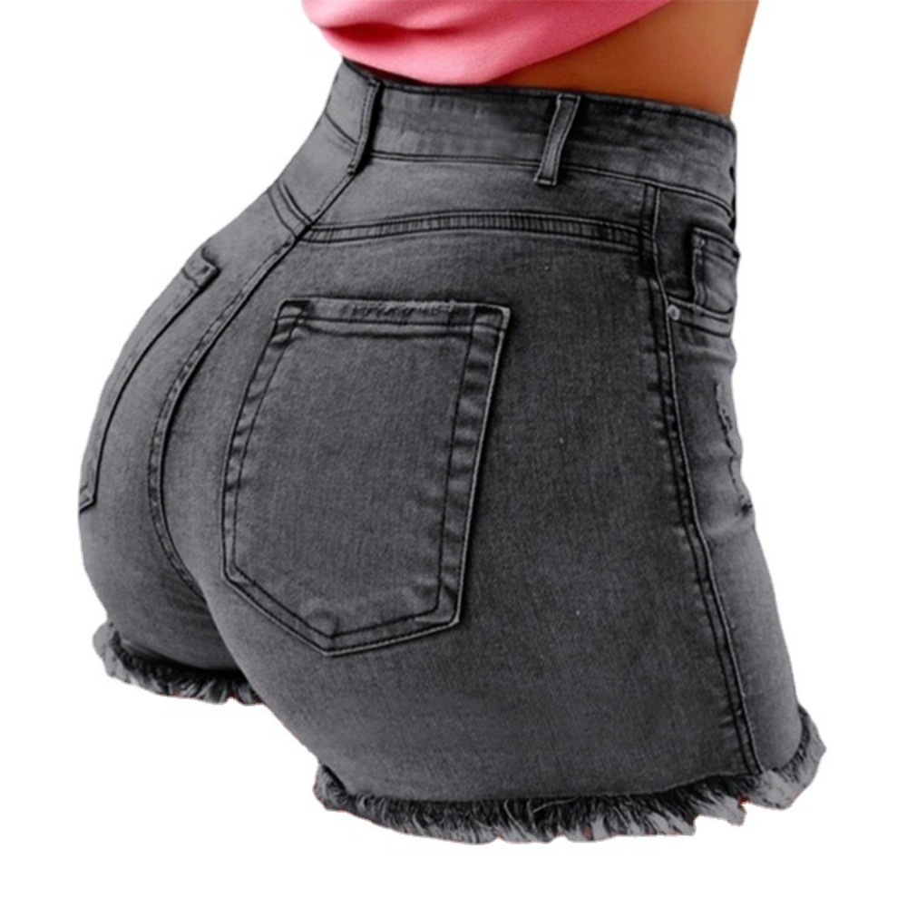 Women's High Waisted Distresse - Shorts Denim Frayed ulasan dan harga