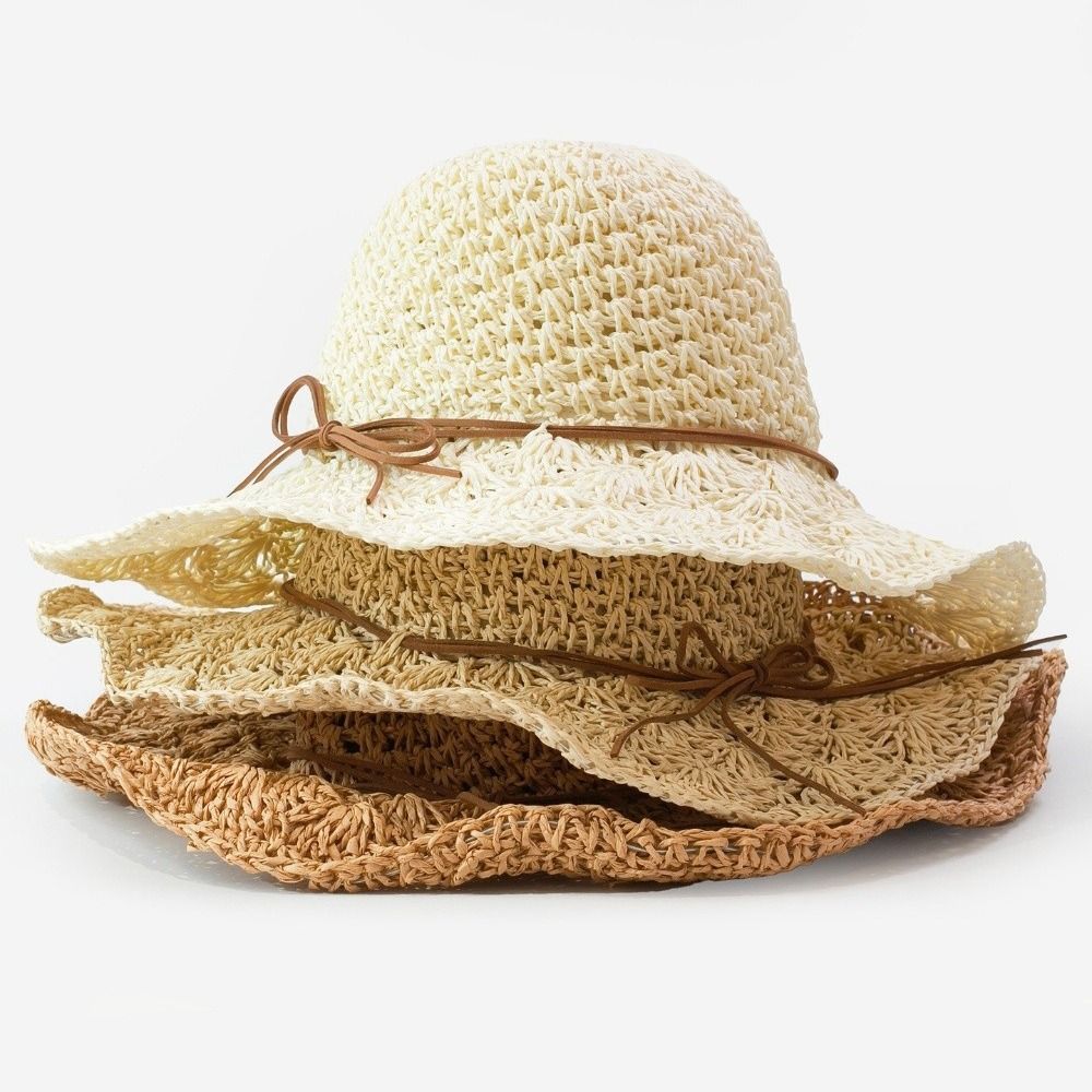 Handwoven Crochet Straw Hat Wi - Hat Floppy Wide ulasan dan harga