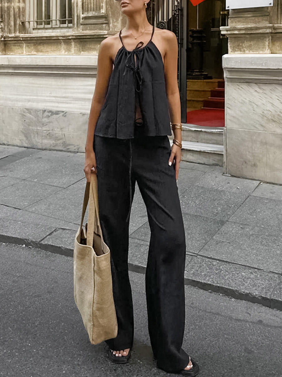 2026 Women Two Piece Set Women - Linen Pant Wide ulasan dan harga