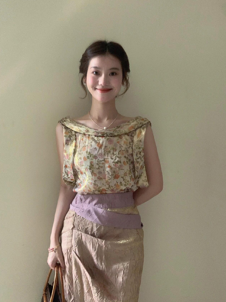 XZY Vintage Floral Sleeveless  - Midi Skirt Floral ulasan dan harga