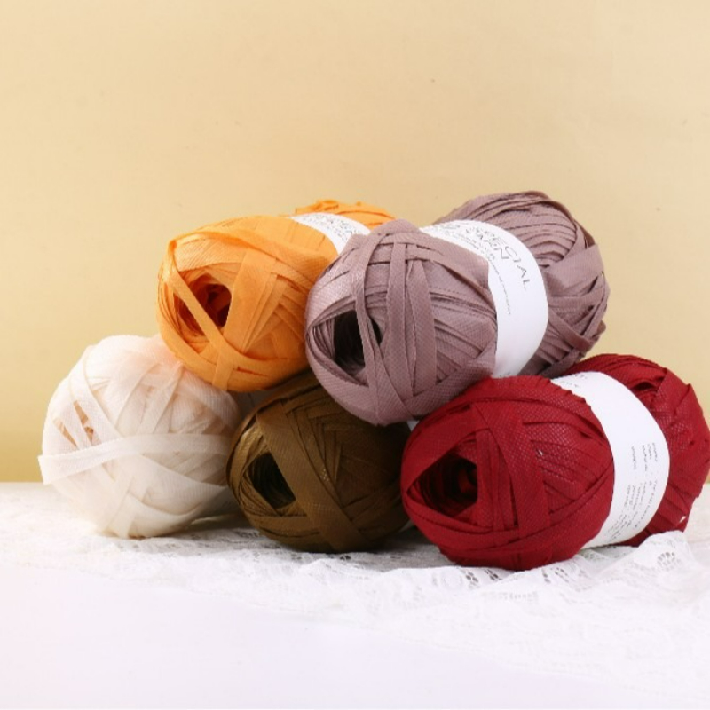 100g/pcs Raffia Flat Yarn for  - Crochet Bag Raffia ulasan dan harga