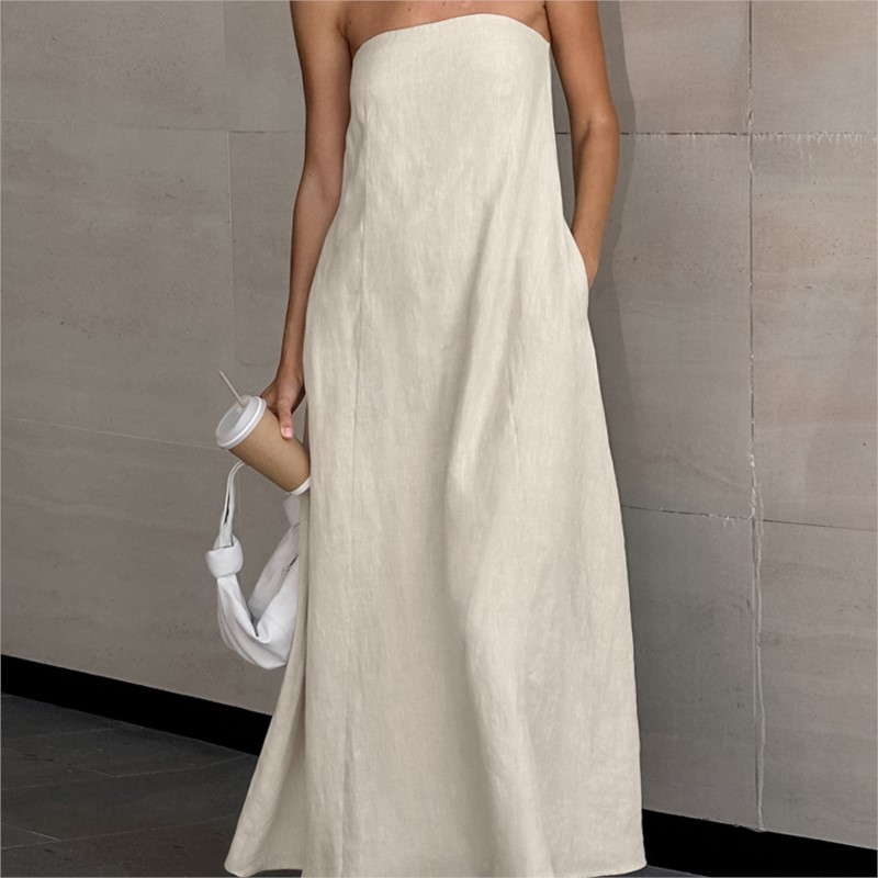 Fashion Elegant Simple Design  - Linen Dress Wrap ulasan dan harga