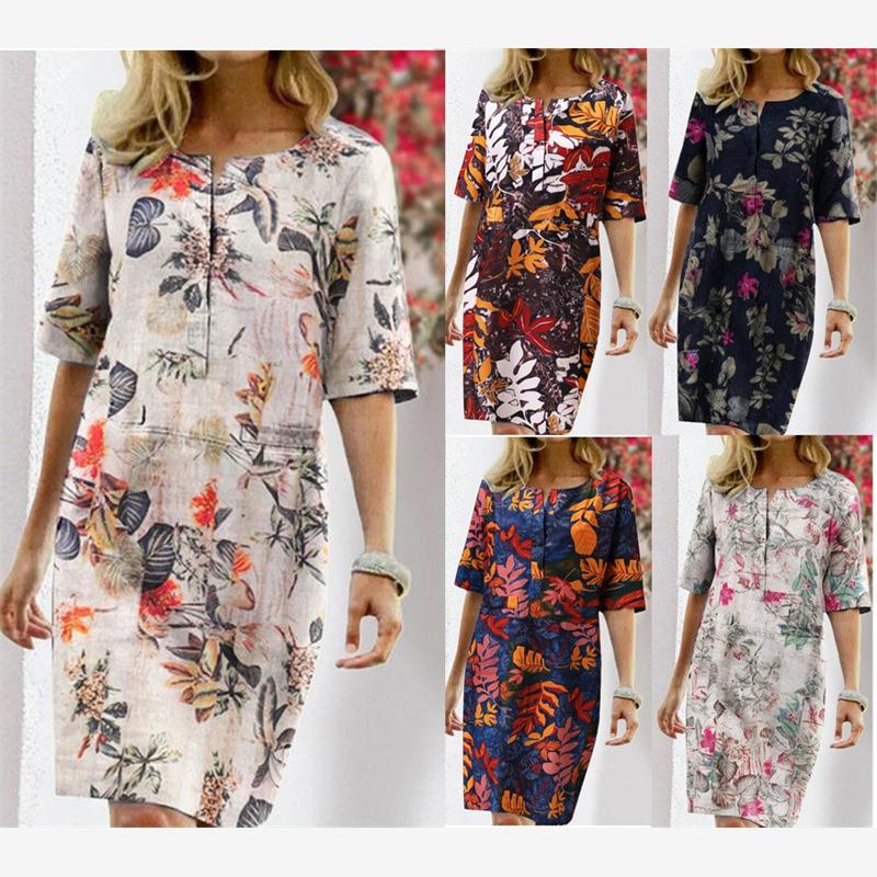 Summer Cotton Linen Printed Wo - Linen Dress Wrap ulasan dan harga