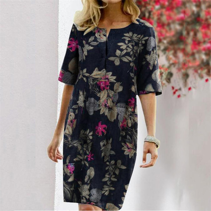 Summer Cotton Linen Printed Wo - Linen Dress Wrap ulasan dan harga