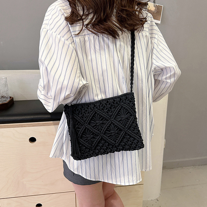 Fashion Woven Hollow Out Shoul - Crochet Bag Raffia ulasan dan harga