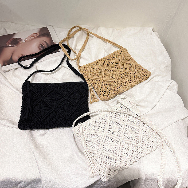 Fashion Woven Hollow Out Shoul - Crochet Bag Raffia ulasan dan harga
