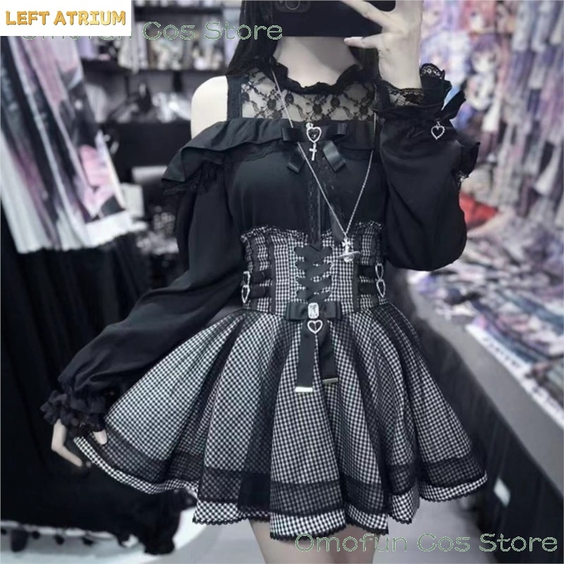 Jirai kei Lolita Dress Skirts  - Blouse Off Shoulder ulasan dan harga