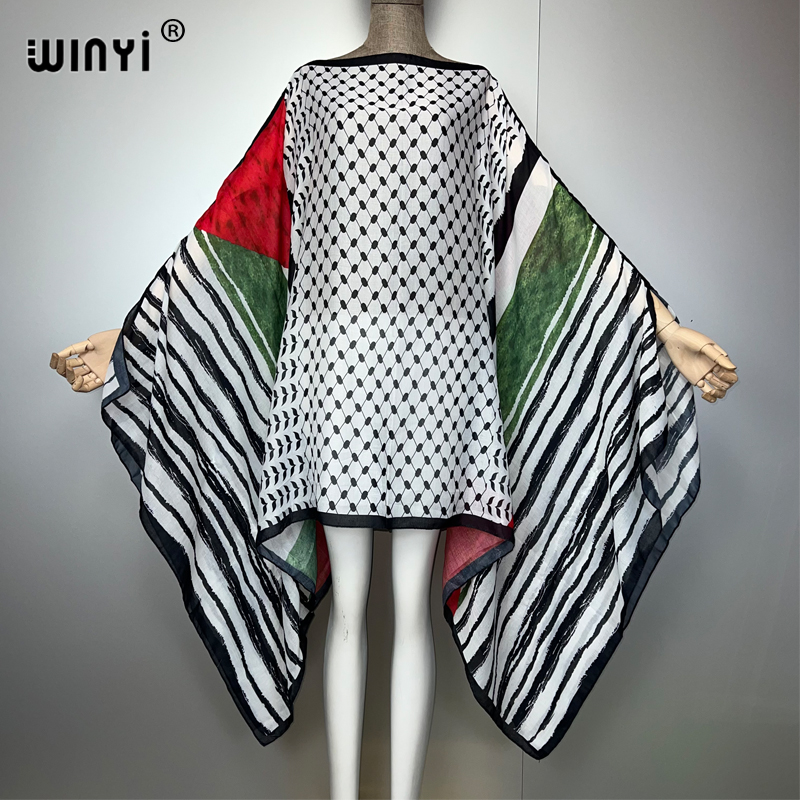 WINYI print abaya muslim summe - Cover Up Kaftan ulasan dan harga