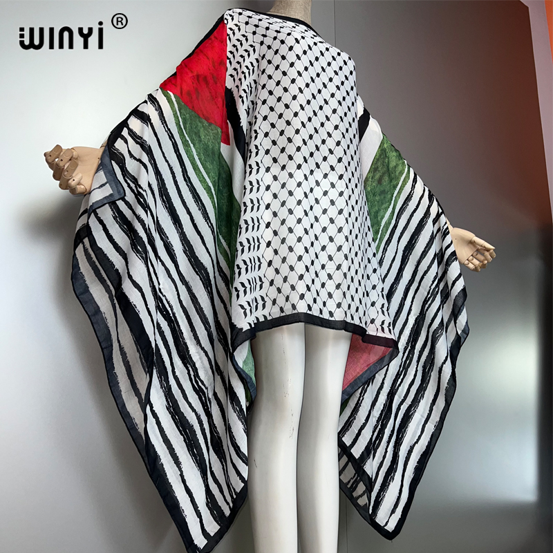 WINYI print abaya muslim summe - Cover Up Kaftan ulasan dan harga
