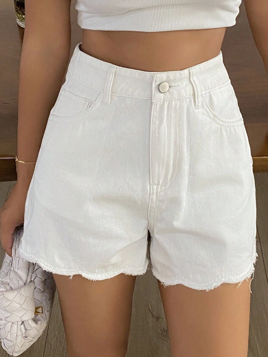 Women Loose Casual Denim Short - Shorts Denim Frayed ulasan dan harga
