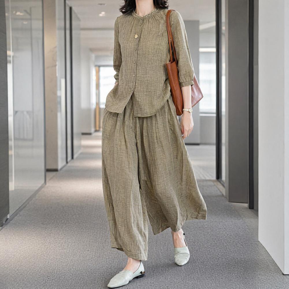 2026 Plus Size Casual Suit Wom - Linen Pant Wide ulasan dan harga