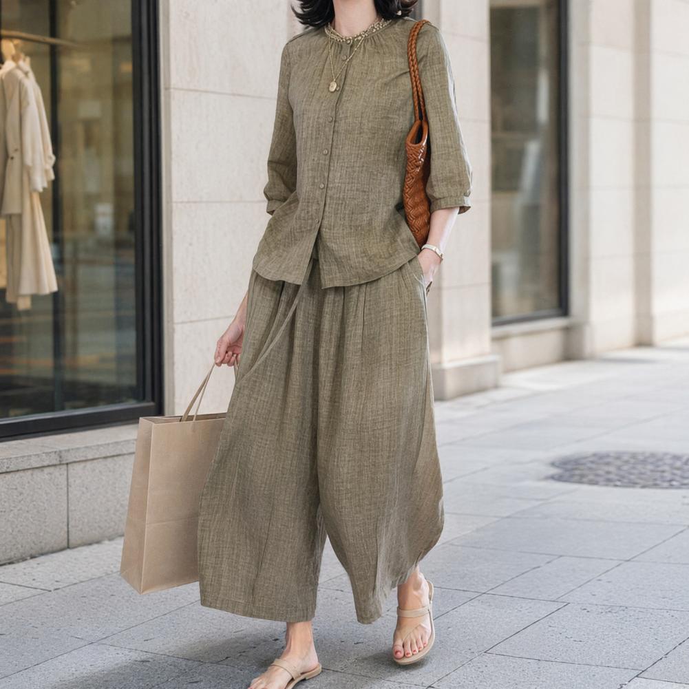 2026 Plus Size Casual Suit Wom - Linen Pant Wide ulasan dan harga