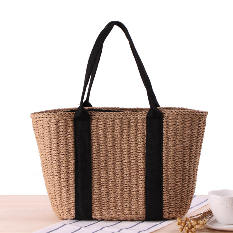 Trendy Straw Women Tote Bag Lu - Crochet Bag Raffia ulasan dan harga