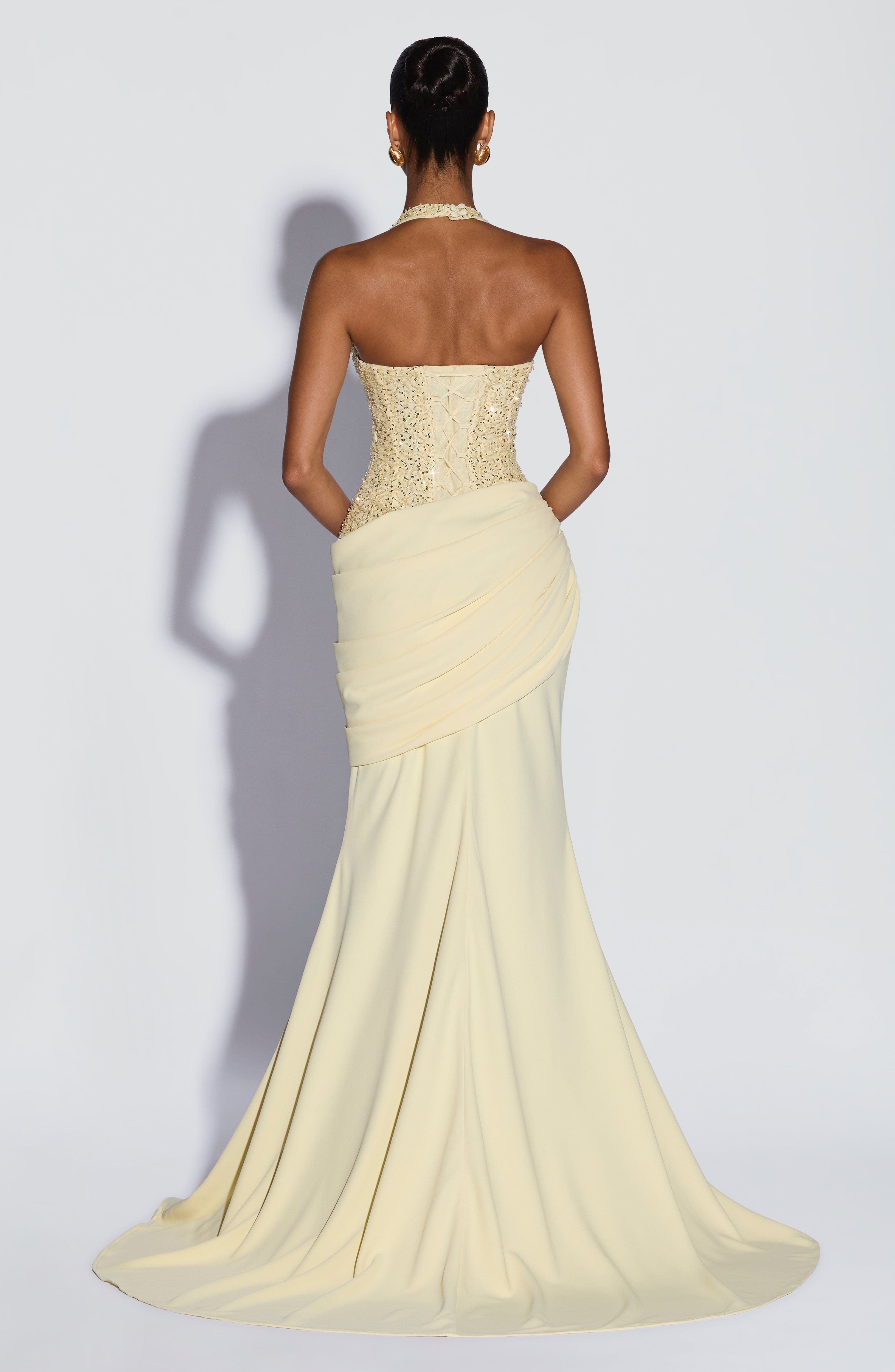 Luxury Halter V Sequin Maxi Go - Maxi Dress Halter ulasan dan harga