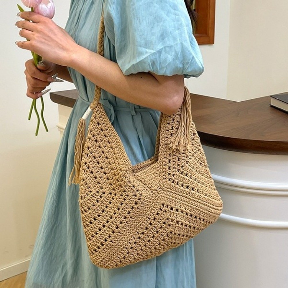 Summer Bohemian Knitted Should - Tote Bag Beach ulasan dan harga