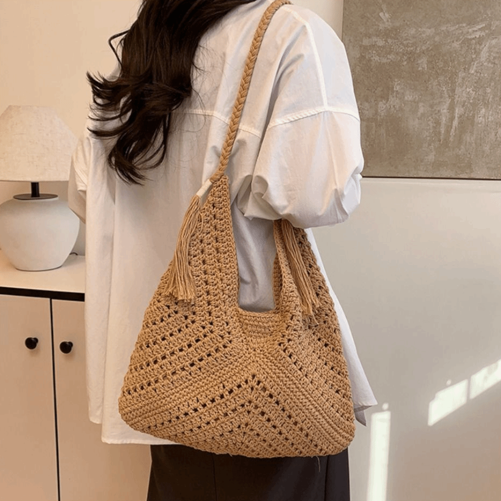 Summer Bohemian Knitted Should - Tote Bag Beach ulasan dan harga