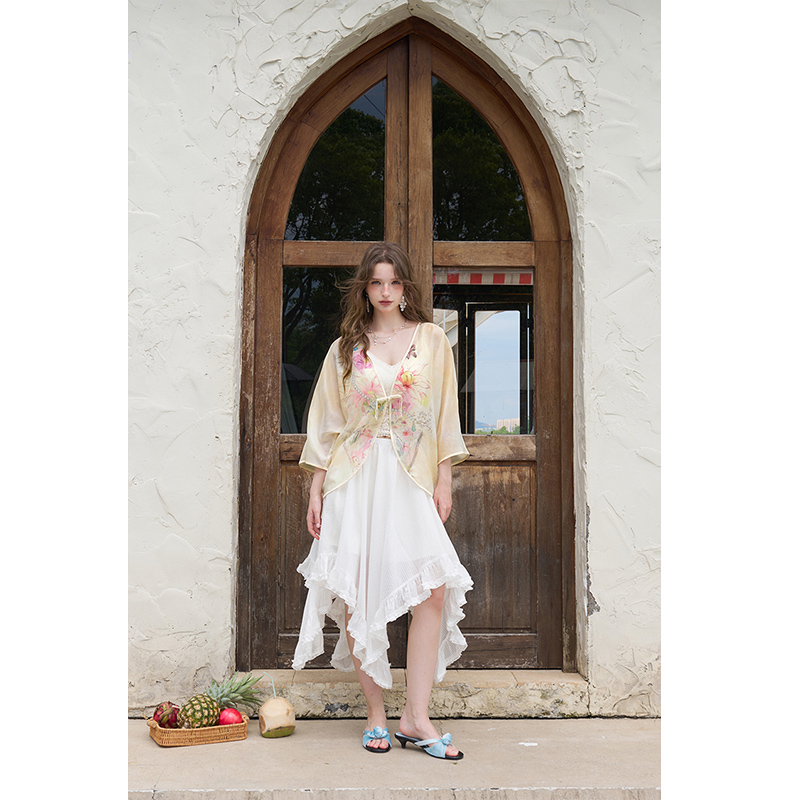 ELFSACK New Chinese Frog Butto - Kimono Sheer Floral ulasan dan harga
