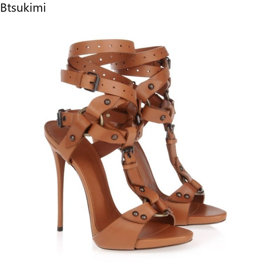 Sexy Circle Cross Strappy Glad - Sandal Strappy Heeled ulasan dan harga