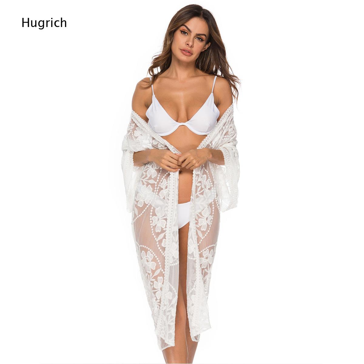 Solid White Floral Embroidery  - Kimono Sheer Floral ulasan dan harga