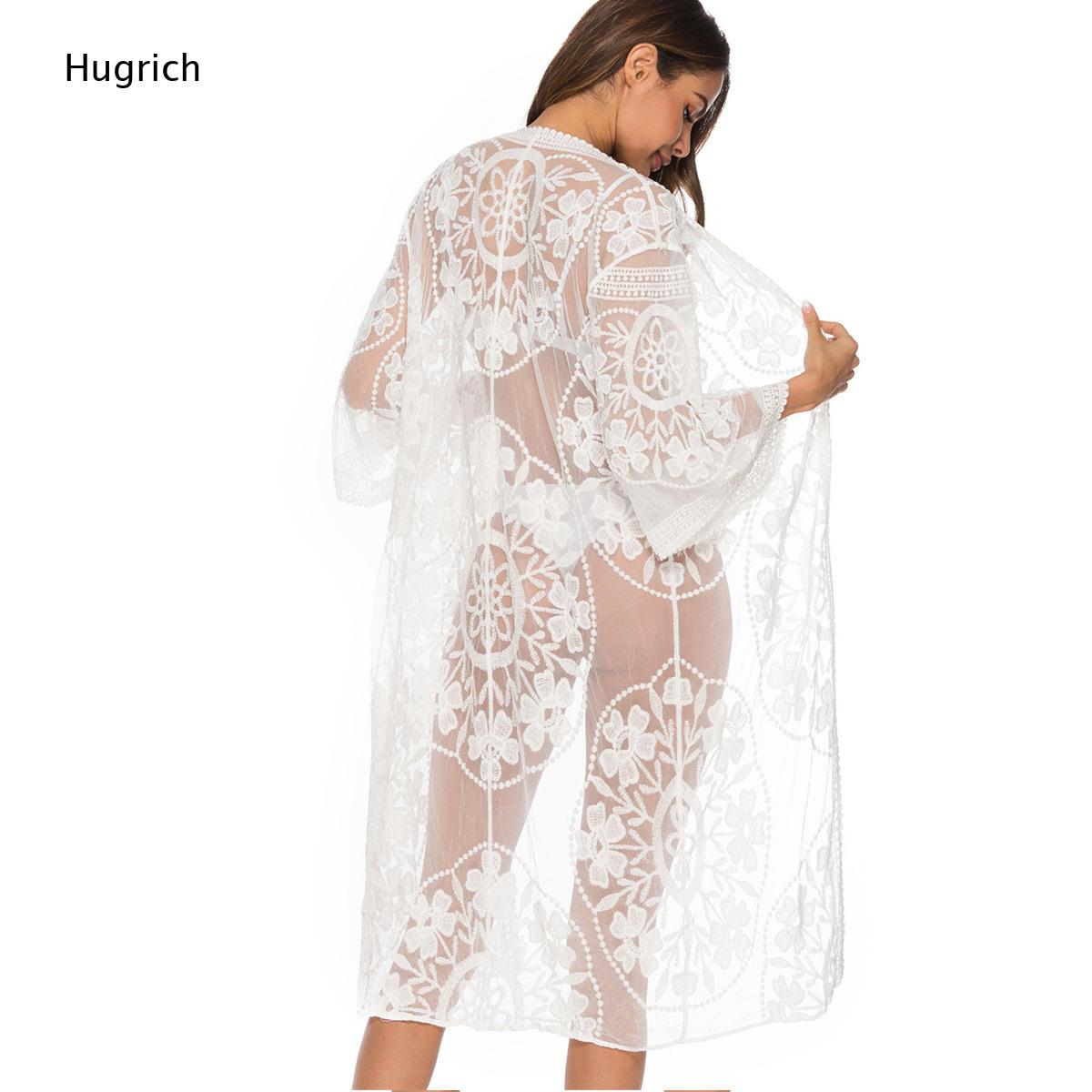 Solid White Floral Embroidery  - Kimono Sheer Floral ulasan dan harga