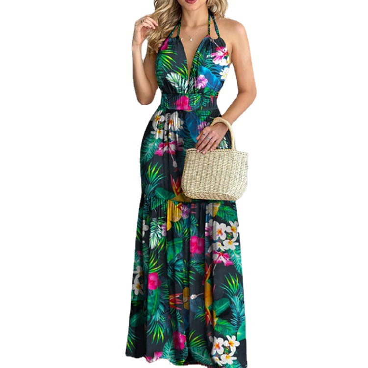 Floral Maxi Dress Long Backles - Maxi Dress Halter ulasan dan harga