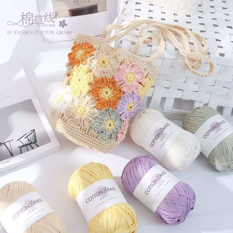 50g Cotton Grass Yarn Raffia S - Crochet Bag Raffia ulasan dan harga